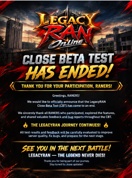 CLOSE BETA TEST HAS ENDED!
